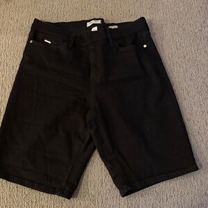 Nine West Black High-Rise Cuffed Bermuda Shorts